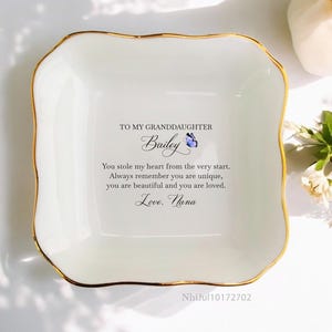 Plato de anillo personalizado para regalo de nieta, regalo de abuela, regalo de cumpleaños, regalo de boda, regalo para nieta, regalo de graduación, regalo familiar