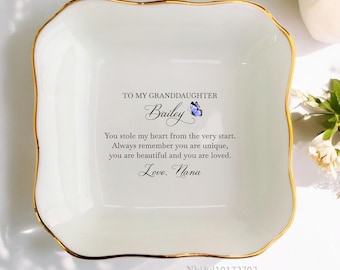 Granddaughter Gift Personalized Ring Dish-Gift From Grandma-Birthday Gift-Wedding Gift-Gift for Granddaughter-Graduation Gift-Family Gift