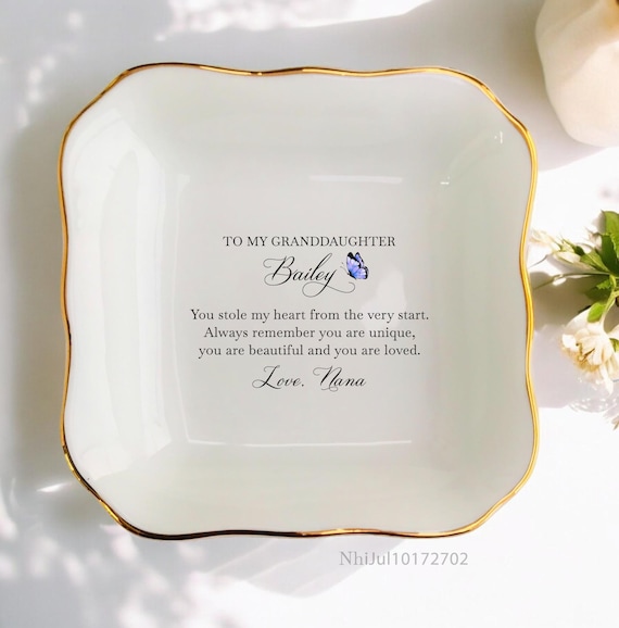 Granddaughter Gift Personalized Ring Dish-Gift From Grandma-Birthday Gift-Wedding Gift-Gift for Granddaughter-Graduation Gift-Family Gift