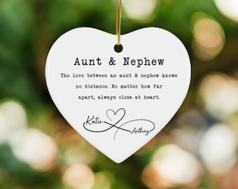 Personalized Aunt Nephew Ornament/Aunt Nephew Gift/Gift For Aunt from Nephew/Birthday Gifts/Birthday Gift for Auntie Keepsake/Christmas Gift