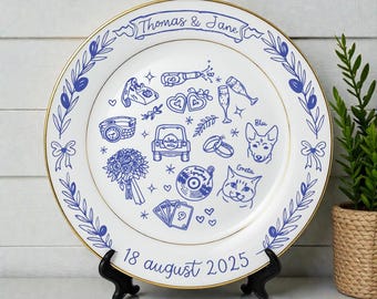 Personalized Porcelain Platter Plate-Wedding Gift for Newlyweds-New Home Gift-Romantic Whimsical Ceramic-Birthday Gift