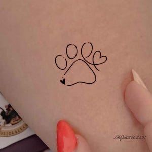 Pet Heart Love Tattoo-Pet Tattoo-Pet Memorial Tattoo-Temporary Tattoo Set-Small PawTattoo-Passed Away-Dog Memorial-Gift for Dog Lover