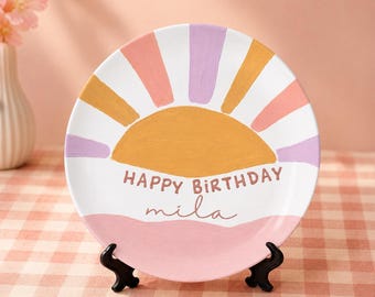Personalized Happy Birthday Plate-Birthday Gift-Family Home Party Decor-Children's Gifts-Birthday Keepsake Plate