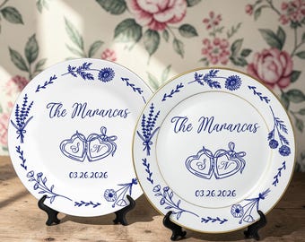 Personalized Porcelain Platter Plate-Anniversary Wedding Gift for Newlyweds-New Home Gift-Romantic Whimsical Ceramic-Birthday Gift