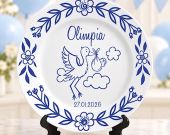 Personalized Baptism Baby name Ceramic Plate-Birth Stats Keepsake Gift-Newborn Gift-Faith-Based Baby Dedication Gift-Baby Shower