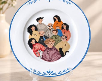 Personalized Family Portrait Porcelain Plate-Custom Couple Photo Gift-Anniversary Gift For Parents-Memorial Painting Gift