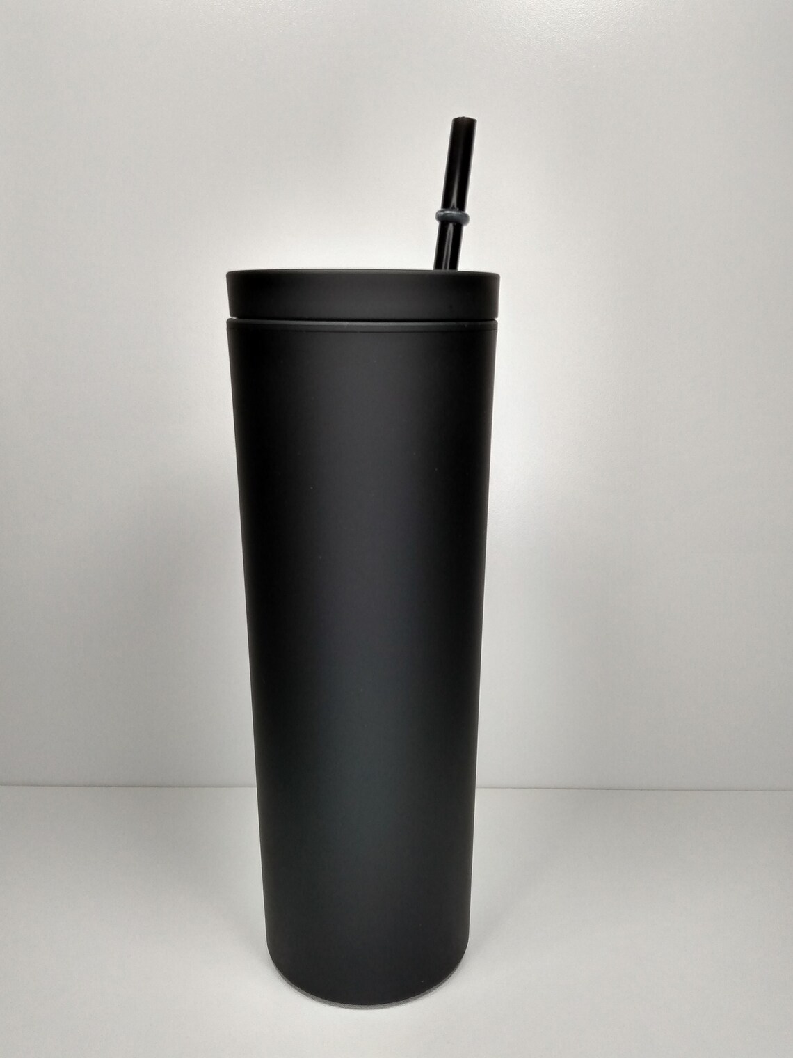 Black Matte Acrylic Skinny Tumbler Plastic Cup 18 oz. Double Etsy