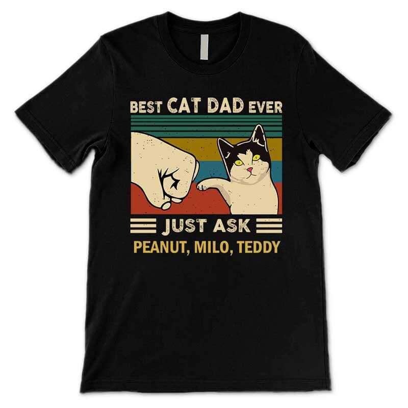 Unisex Best Cat Dad Personalized Black TShirt Etsy