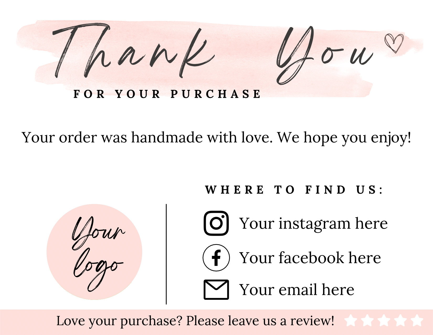 Editable Business Thank You Card Printable Thank You for Your - Etsy