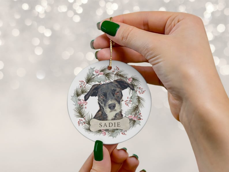 Custom Pet Portrait Ornament Personalized Dog Gift Custom image 1