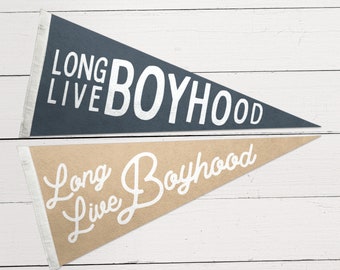 Long Live Boyhood Pennant Felt Pennant Flag Boy Room Sign Nursery Decor Boho Nursery Decor Vintage Style Pennant Flag Boys Room Wall Decor