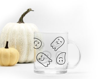 Cute Ghost Mug Halloween Coffee Mug Spooky Mug Halloween Gift Cute Halloween Mug Fall Mug Aesthetic Glass Mug Halloween Decor Fall Ghost Cup