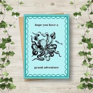 Printable Hope You Have A Grand Adventure Octopus Biglietto di auguri / DOWNLOAD DIGITALE