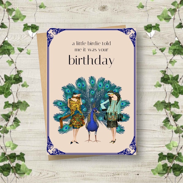 Printable Happy Birthday Peacock Greeting Card | DIGITAL DOWNLOAD