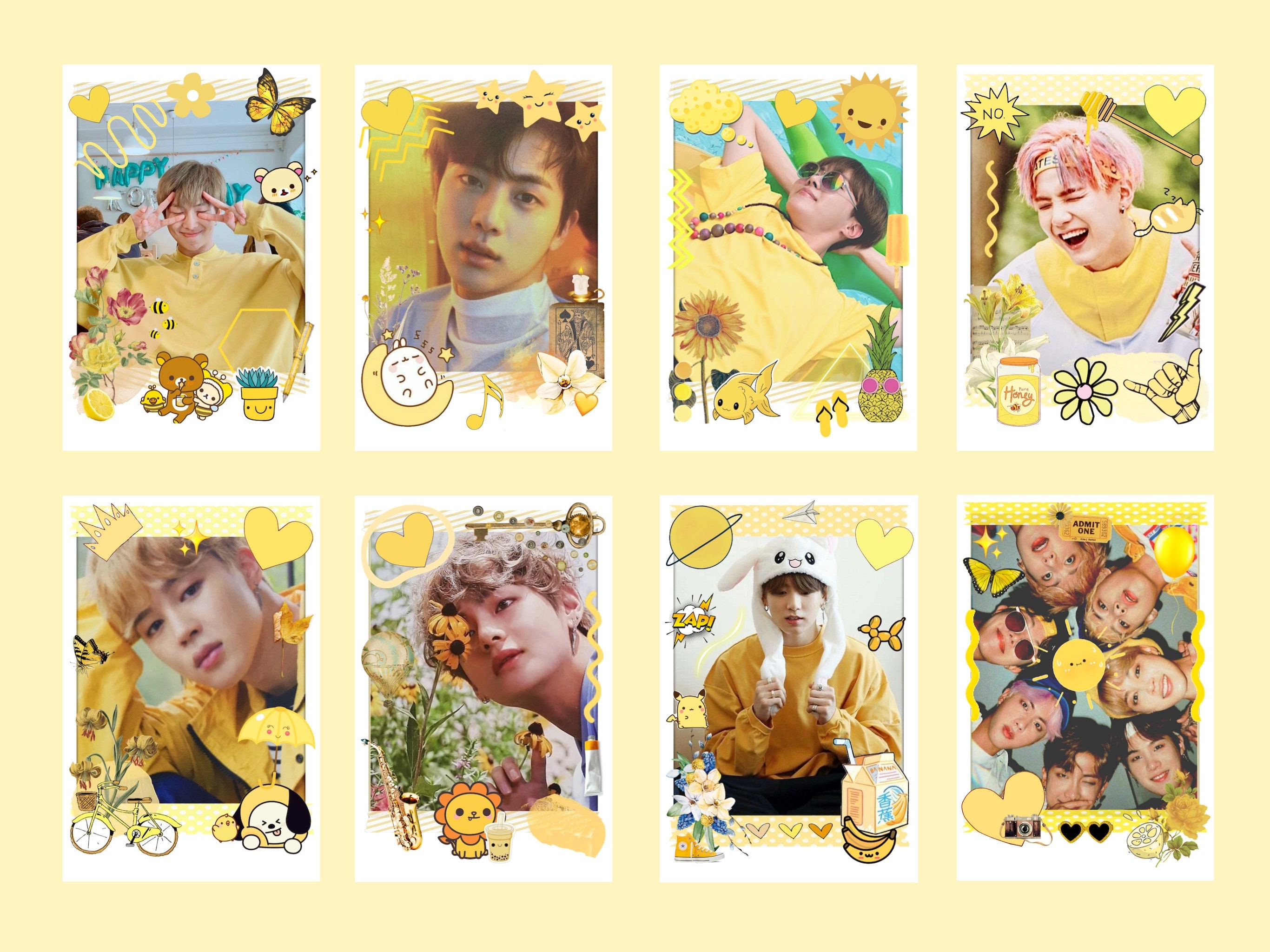 BTS Colour Aesthetic Polaroids Scrapbooking & Wall Collage Kit (DIGITAL ...