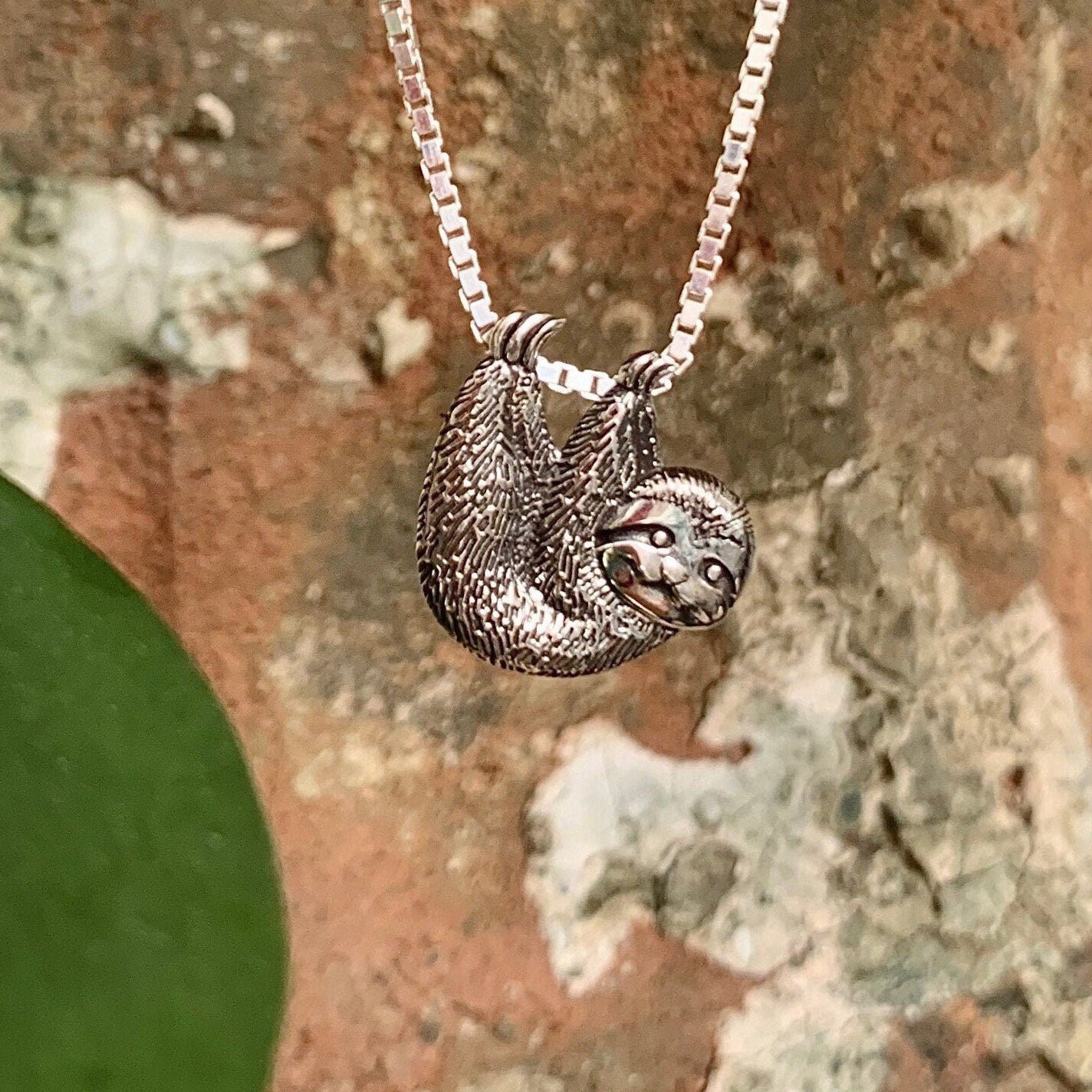 Silver Sloth Pendant Necklace Just Hanging Out Sterling Silver Stamped 925 Nickel Free Animal Lover Rainforest Gift Young and Old Etsy