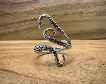 Silver Octopus Tentacles Ring, Sterling Silver, Nickel Free, Marine Life, Ocean Life, Sea Life, Nautical, Gift for Him, Gift for Her, Wrap