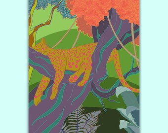 A4 handgezeichnete Digitaldruck, Der Sleepy Leopard