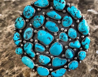 Colossal Blue Thunder Turquoise Vintage Native American Navajo Sterling Silver Bracelet Colossal Blue Thunder Turquoise Vintage Native American Navajo Sterling Silver Bracelet