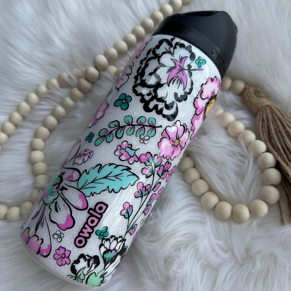 Custom Floral Owala freesip water bottle. Made to order