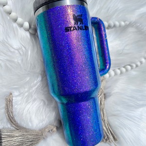 40, 30, 20  oz authentic Stanley tumbler with iridescent color shift glitter. Made to order