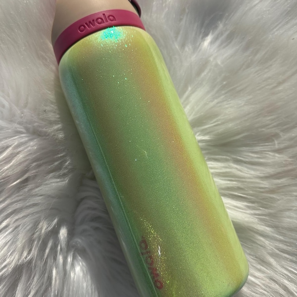 Custom Summer Fruit Owala Water Bottle with Color Shift Glitter