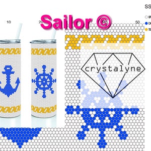 Sailor © Rhinestone Template SS20 for 30oz Straight Skinny Tumbler  - bling honeycomb pattern template - bling rhinestone template