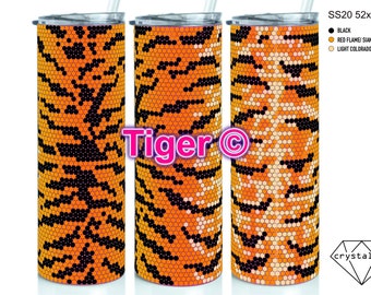 タイガー©ラインストーンテンプレートSS20 30オンスストレートスキニー用 - キラキラハニカムパターンテンプレート - キラキララインストーンハニカムアニマルパターン