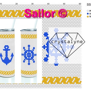 Sailor © Rhinestone Template SS16 for 20oz Straight Skinny Tumbler  - bling honeycomb pattern template - bling rhinestone template