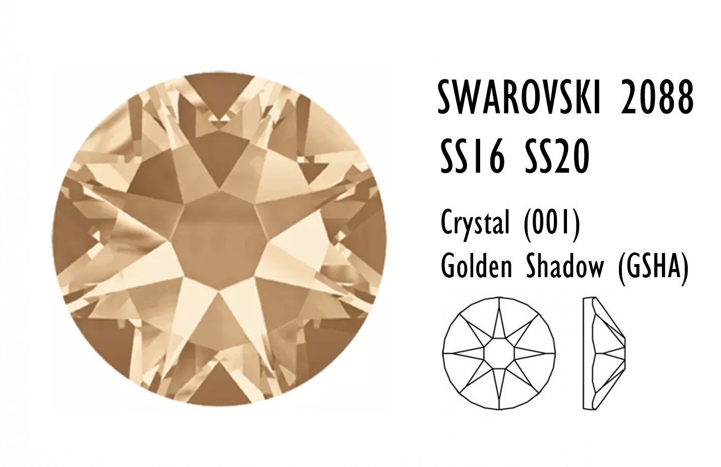 Flat Back Rhinestones ss16 (4mm) - Metallic Gold (288pcs) - Rings & Things