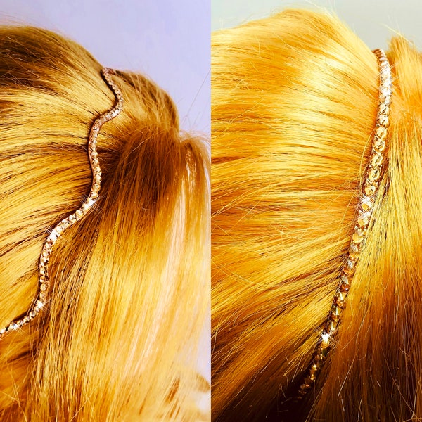 Luxury gold headband Wonder w Swarovski Golden Shadow | Crystal tiara | First Communion | diamond delicate tiara for woman / girl