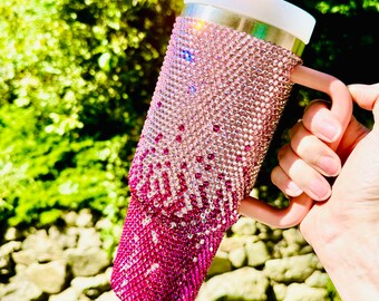 Luxury Pink 40oz Tumbler With Swarovski 2088 Cut Crystals