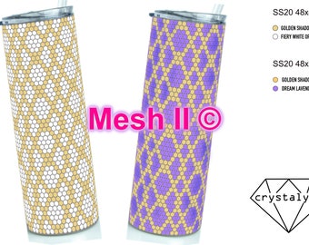 メッシュ II © ラインストーン テンプレート SS20 20oz ストレート スキニー用 - キラキラ輝くハニカム パターン テンプレート - 3D ラインストーン ハニカム パターン