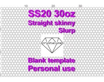 30オンス ストレート スキニー タンブラー用 SS20 ブランク ラインストーン テンプレート (Stainless Depot - HOGG、Marshall Made) - キラキラ ハニカム パターン テンプレート