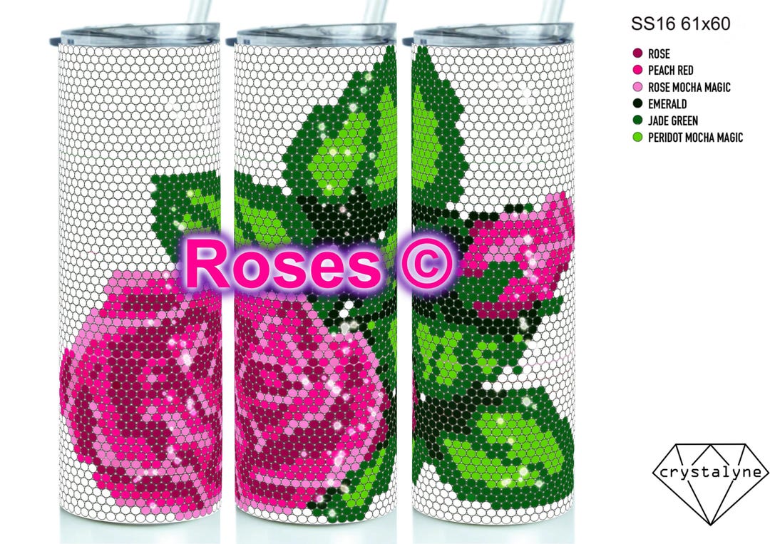 Roses © Rhinestone Template SS16 for 20oz Straight Skinny Tumbler ...