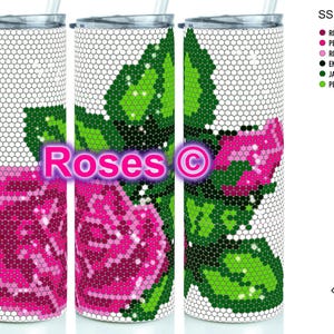 Roses © Rhinestone Template SS16 for 20oz Straight Skinny Tumbler  - bling honeycomb pattern template - bling rhinestone template