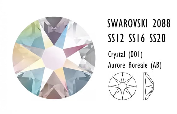 Swarovski 2088 Cut Crystal AB Flat Back Rhinestones SS12 3.2-3.0mm SS16  3.8-4.0mm SS20 4.6-4.8mm 9pcs or 72pcs or 144pcs or 288pcs 