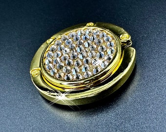Luxe handtashaak betoverd met Swarovski Golden Shadow, elegante houder met diamanten tassenhanger | verjaardagscadeau voor haar moeder Kerstmis