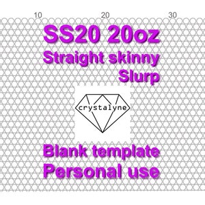 Blanco strass sjabloon SS20 voor 20oz rechte skinny beker (Stainless Depot - HOGG, Marshall Made) - sjabloon met bling-honingraatpatroon