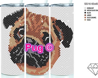 Pug © Rhinestone Template SS16 for 20oz Straight Skinny Tumbler  - bling honeycomb pattern template - bling rhinestone template