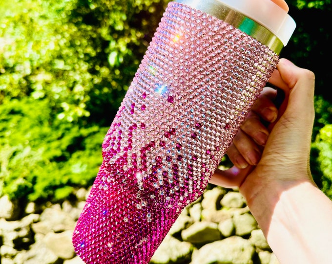 Luxury Pink 40oz Tumbler With Swarovski 2088 Cut Crystals | Bling ...