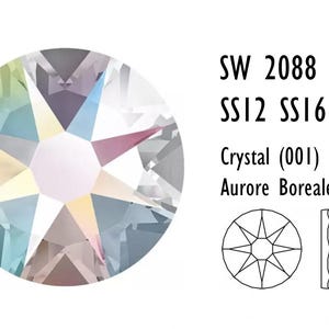Swarovski 2088 cut Crystal AB Flat Back Rhinestones SS12 (3.2-3.0mm) SS16 (3.8-4.0mm) SS20 (4.6-4.8mm) | 9pcs or 72pcs or 144pcs or 288pcs