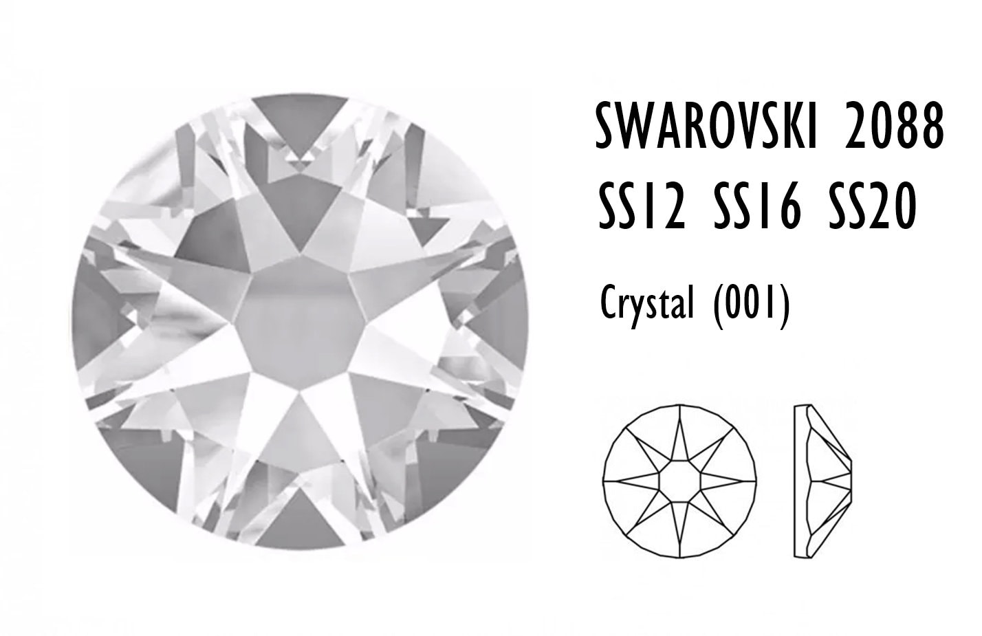 Swarovski Art.# 2028/HOTFIX Flatbacks Crystal AB Xilion Rose
