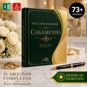 Organizador Casamento Premium | Sistema Padrinhos | 11 Arquivos Excel PDF | Planejador Português BR | Download