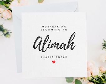 Personalised Alimah Graduation Greeting Card, Alimah Card, Alimah Gift, Alimah Course, Islamic Course, Gift For Her, Classic, ED031