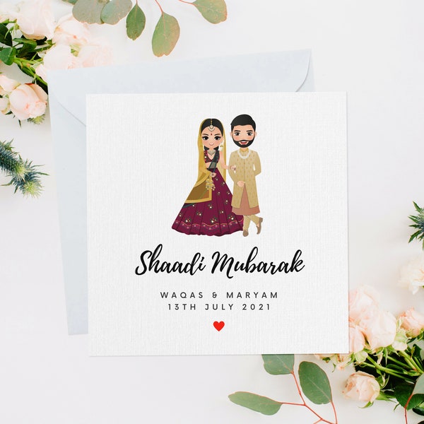 Personalised Shaadi Card, Shaadi Mubarak, Nikkah Day, Nikkah Gift, Nikkah, Islamic Wedding, Wedding Card, Engagement, Luxury Shaadi, NW026