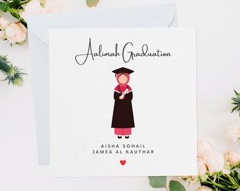 Tarjeta de felicitación de graduación Alimah personalizada, tarjeta Alimah, regalo Alimah, curso Alimah, curso islámico, Aalimah, graduado de Alimah rojo, ED029