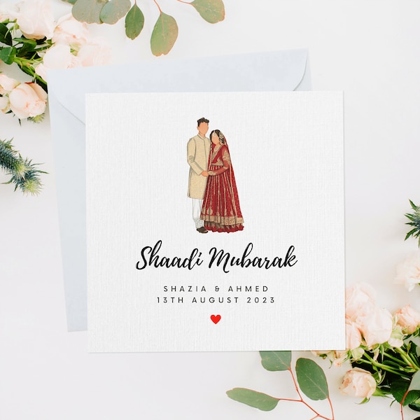 Personalised Shaadi Card, Shaadi Mubarak, Nikkah Day, Nikkah Gift, Nikah, Islamic Wedding, Pakistani Card, Engagement, Luxury Shaadi Couple