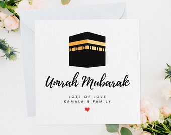 Personalised Umrah Mubarak Greeting Card, Umrah Card, Umrah Gift, Umrah 2024, Hajj Card, Hajj Gift, Hajj Umrah, Beautiful Kaba, HU008