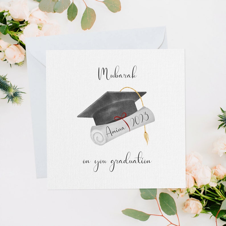 Personalised Graduation Mubarak Card, Graduation Gift, Graduation Card, Islamic Education Gift, University, College, 2023 Graduation Card image 1